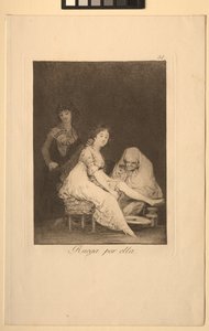 Caprichos: Hon ber för henne. av Francisco de Goya