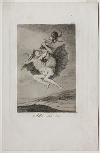 Caprichos: Där går det. av Francisco de Goya