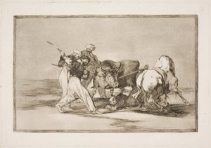 Morerna, som bosatte sig i Spanien och övergav vidskepelsen på Koranen, skaffade sig konsten att jaga och spetsa en tjur på slätten av Francisco de Goya