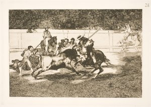 Den mäktige Rendon spjutar en tjur, utfallet som orsakade hans död på arenan i Madrid av Francisco de Goya