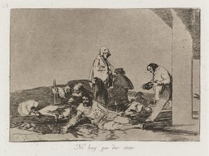 Krigets katastrofer: Pl. 58, Det är ingen idé att skrika, 1810-1813. av Francisco de Goya