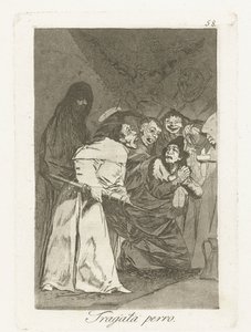 svälja, hund Tragala perro Los Caprichos (serietitel) av Francisco de Goya