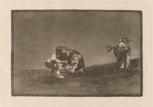 Han välter själv en tjur på Madridtorget (Samme man kastar en tjur i ringen vid Madrid) av Francisco de Goya