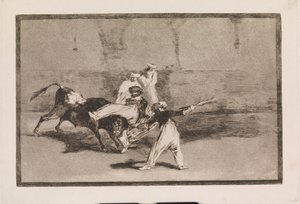 En mor tillfångatagen av tjuren på arenan av Francisco de Goya