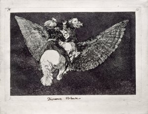 Flying Folly från serien Los Disparates Follies, 1815-1819 av Francisco de Goya