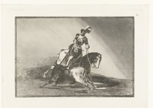 Kejsar Karl V slåss mot en tjur Carlos V. lanceando un toro en la plaza de Valladolid Tjurfäktning (serietitel) La Tauromaquia (serietitel) av Francisco de Goya