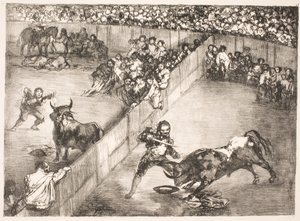 "La Division de la Place" [Tjurfäktning i delad arena] av Francisco de Goya