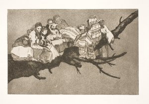 Löjlig dårskap (Gå mellan grenarna / pratar genom hatten) av Francisco de Goya