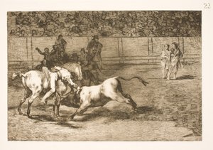 Maria Ceballas, även kallad indian, dödar tjuren från sin häst av Francisco de Goya