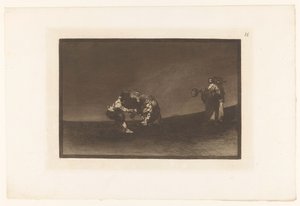 Martincho tar tag i en tjur vid dess horn El mismo vuelca un toro en la plaza de Madrid Tjurfäktning (serietitel) La Taureaumachie (serietitel) La Tauromaquia (serietitel) av Francisco de Goya