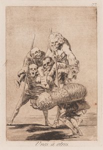 Mock tjurfäktning, sent 1700-tidigt 1800-tal (tryck) av Francisco de Goya