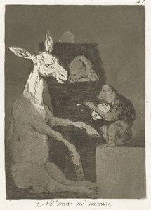 Varken mer och inte mindre Ni mas ni menos (titel på objekt) Los Caprichos (serietitel) av Francisco de Goya