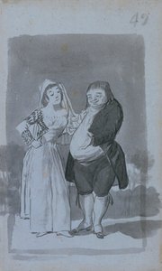 Prostituerad rekto för en fet, ful man, 1796-97. av Francisco de Goya