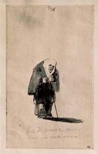 Que disparate, pensar aun en matrimonio (Vilket nonsens, att fortfarande tänka på äktenskap), ca. 1819-23 (Pensel, tusch, preliminär ritning med svart sten, på vitt papper) av Francisco de Goya