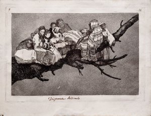 Löjlig dårskap från serien Los Disparates Follies, 1815-1819 av Francisco de Goya