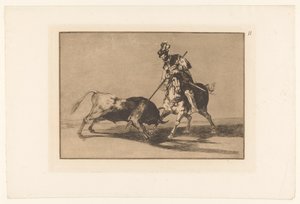 Rodrigo Diaz de Vivar beskrev en stier El Cid Campeador spjuter en annan tjur Stierengevechten (serietitel) La Taureamachie (serietitel) Tjurfäktning (serietitel) av Francisco de Goya