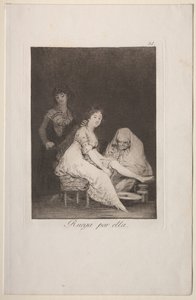 Caprichos: Hon ber för henne av Francisco de Goya