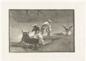 Tjurfäktare på en arena Capean otro encerrado Tjurfäktning (serietitel) La Tauromaquia (serietitel) av Francisco de Goya
