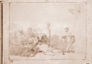 The Disasters of War: Det är värdelöst att skrika (förberedande ritning av Francisco de Goya
