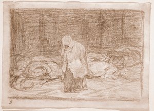 The Disasters of War: Bårhussängar (förberedande ritning av Francisco de Goya