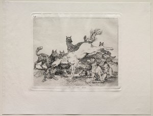 Krigets fasor: Han försvarar sig väl. av Francisco de Goya