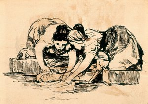The Washerwomen, sent 1700-tidigt 1800-tal (teckning) av Francisco de Goya