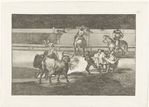 Bullfighter träffade brandende banderillas eldband Tjurfäktning (serietitel) Stierenvechten (serietitel) av Francisco de Goya