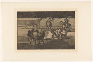 Bullfighter träffade brandende banderillas eldband Stierengevecht (serietitel) La Taureamachie (serietitel) Tjurfäktning (serietitel) av Francisco de Goya