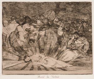 ”Truth has Died” (Sanningen har dött) ur serien ”Krigets katastrofer” av Francisco de Goya