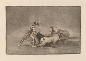 En spansk riddare dödar tjuren efter att ha förlorat sin häst av Francisco de Goya