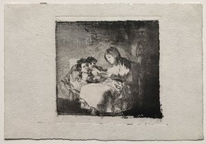 Kvinna som läser för två barn, 1824-1825. av Francisco de Goya