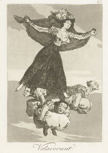 De har flugit Volaverunt (titel på objekt) Los Caprichos (serietitel) av Francisco de Goya