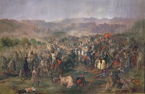 Slaget vid Las Navas de Tolosa där kungarna av Kastilien besegrar almohaderna 1212 (olja på duk) av Francisco de Paula van Halen