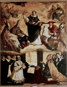 Målningar för Mayor de Santo Tomas College i Sevilla: apoteos av St. Thomas av Aquino eller apoteos av St. Thomas av Aquino med läkarna i kyrkan av Francisco de Zurbaran