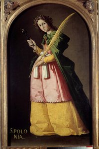 Porträtt vid foten av Saint Apollo (eller Apollonia) Målning av Francisco de Zurbaran (1598-1664) 1600-talets sön. 1,34 X 0,67 m. av Francisco de Zurbaran