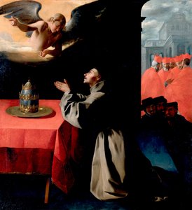 "" Saint Bonaventure (Giovanni di Fidanza, kallad Dr. Seraphique, St. Bonaventure) (1221-1274) i bön "" Målning av Francisco de Zurbaran (1598-1664) 1629 Sön 239x222 cm Gemaldegallerie, Dresden Tyskland av Francisco de Zurbaran