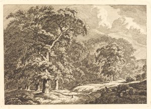 Skog med resenärer vid en väg av Franciscus A. Milatz