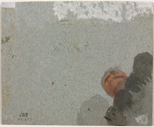 Studie av ett huvud sett underifrån, tredje kvartalet 1600-talet.