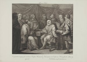 Restauratören Casimir I möter kejsaren Henrik III av Smuglewicz, Franciszek (1745-1807). Litografi, sent 1700-tal. Privat samling