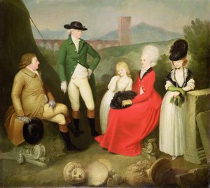 Gruppporträtt av Aubrey, 2:a baron Vere av Harmsworth och familj