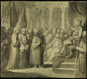 Tsar Vasili IV Ivanovich Shuisky före kungen Sigismund III Vasa, sent 1700-tal.