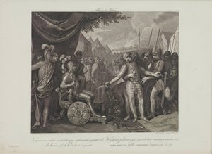 Wichmann II den yngre kapitulerar till Mieszko I av Polen av Smuglewicz, Franciszek (1745-1807). Litografi, sent 1700-tal. Privat samling