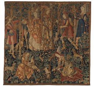 Gobeläng föreställande Fasanjakten, möjligen från Tournai, ca 1480 (ull och siden)