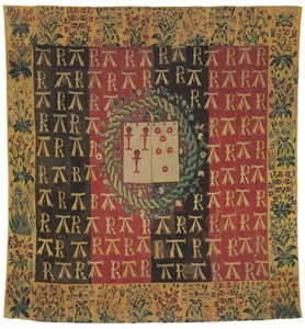 Armorial mille-fleurs gobeläng föreställande Robert Chabots och Antoinette d