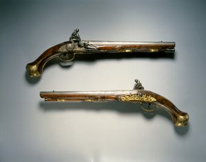 Ett par flintlåspistoler, Liège, tidigt 1700-tal