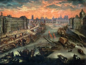 Utsikt över Paris från Pont Royal av Franco Flemish School