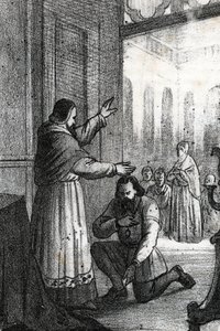 Möte mellan påven Paul III och Charles Quint på Rocca di Busseto i av Franco Mistrali