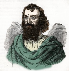 Porträtt av kejsar Justinianus I (482-565) (Justinianus I) efter "I misteri del vaticano" av Franco Mistrali 1843