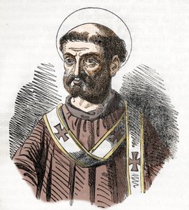 Porträtt av påven Libere (Liberius) (352-366) Gravyr från "I misteri del vaticano" av Franco Mistrali 1843 av Franco Mistrali