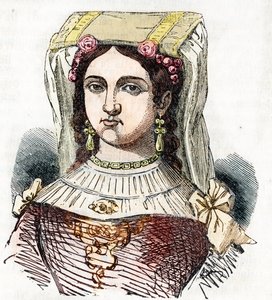 Porträtt av den romerska adelsmannen Marozie Iere (Mariuccia, Mariozza eller Marousie av Tusculum) (ca. 890-932/937), dotter till Theophylacte och Theodora I den Gamle (Marozia romersk adelsdam som var den påstådda älskarinna till påven Sergius III) från "